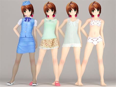 karin anime girl pose 2 3d model cgtrader