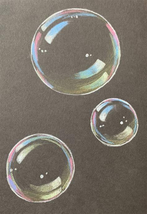 bubbles black paper drawing diy watercolor painting colored pencil