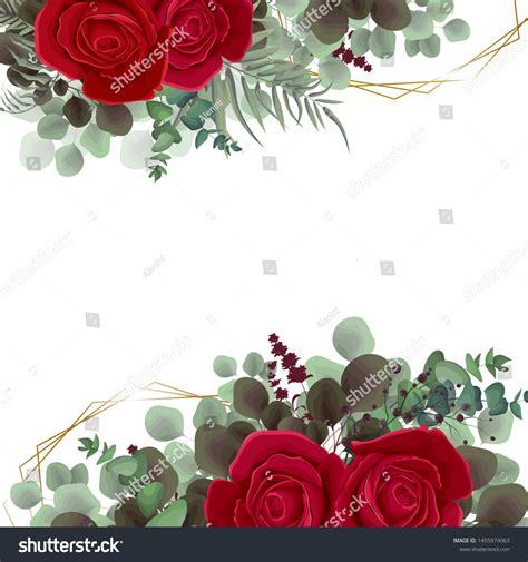 template wedding invitation red rose flowers stock illustration