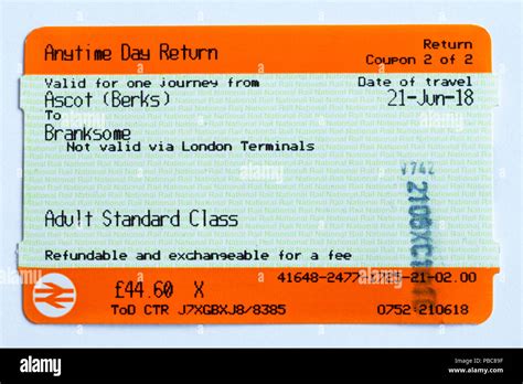 anytime day return train ticket  travel  ascot berks  branksome isolated  white
