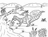 Dinosaur Coloring Eating Robin Pages Great Corythosaurus Grass sketch template