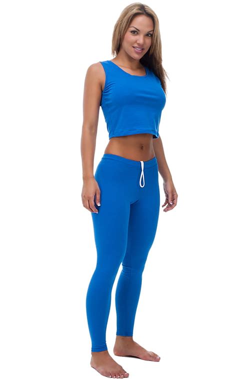 yoga leggings fashion tights in royal blue cotton lycra