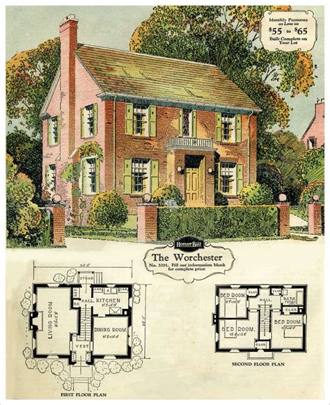 sears brick veneer  worchester sims house plans house blueprints vintage house plans