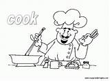 Chef Coloring Cooking Cook Pages Colorear Para Cocinero Inglés Trabajos Books sketch template