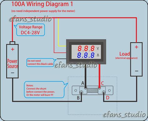 dc100v 100a car digital voltmeter ammeter red led amp volt meter