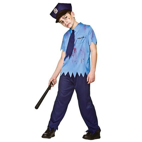 zombie  boys horror police officer fancy dress costume sizes  xl