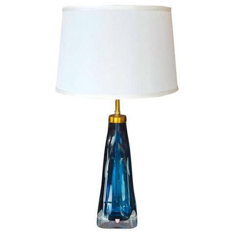 Carl Fagerlund For Orrefors Blue Glass Table Lamp At 1stdibs