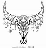 Skull Cow Template Pages Coloring Boho Indian Bull sketch template