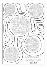 Sorry National Colouring Australia Printable Aboriginal Dot Painting Symbols Naidoc Kids Activities Indigenous Week Teachezy Culture Crafts Resources sketch template