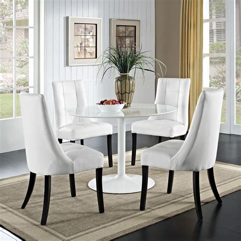 noblesse leatherette dining chair wood legs white set   dcg stores