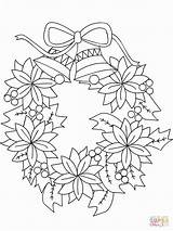 Couronne Noel Colorier Holly Fleurs Xmas Cloches Kerstkrans Poinsettia Drawing Natal Kids Colorir Albanysinsanity Imprimé Riscos Vegetal sketch template