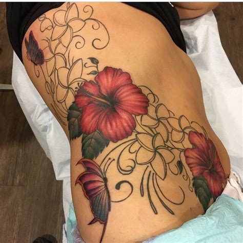 Hibiscus Flower Flow Amapola Rib Tattoo Tatuajes