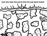 Coloring Worm Soil Pages Worms Maze Kids Lost Printable Earth Needs 62kb 311px There sketch template
