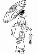 Umbrella Dibujo Japonesa Supercoloring Paraguas Linterna Pve Twintania Kimono Japonia Depuis Drukuj sketch template