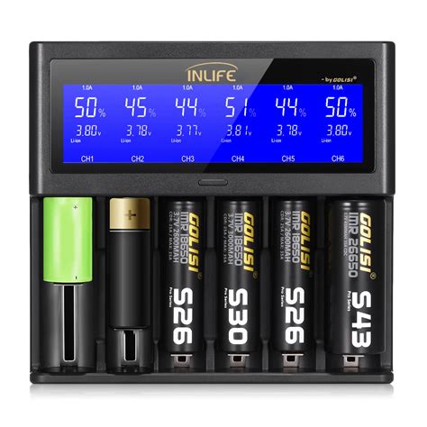 portable inlife     smart battery charger lcd rechargeable lithium ion nimh nicd