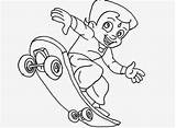 Bheem Chota Skateboarding Kid Sheets sketch template