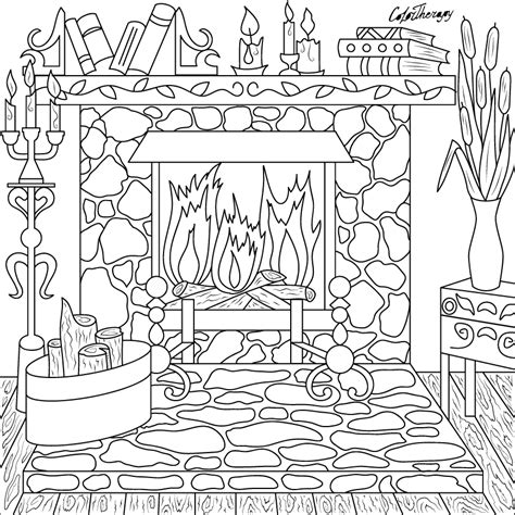 fireplace coloring pages printable coloring pages