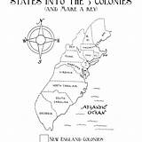 Coloring Colonies Map Printable Pages America Colonial Getdrawings Worksheet Getcolorings Template sketch template