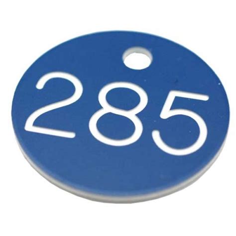 mm plastic engraved numbered key tag blue white
