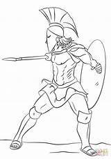 Warrior Spartan Coloring Drawing Pages Greek Soldier Tattoo Kids Supercoloring sketch template