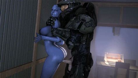 rule 34 3d alien animated armor asari blue skin breasts female from behind halo series large