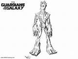 Coloring Groot Pages Guardians Galaxy Energy Kids Printable sketch template