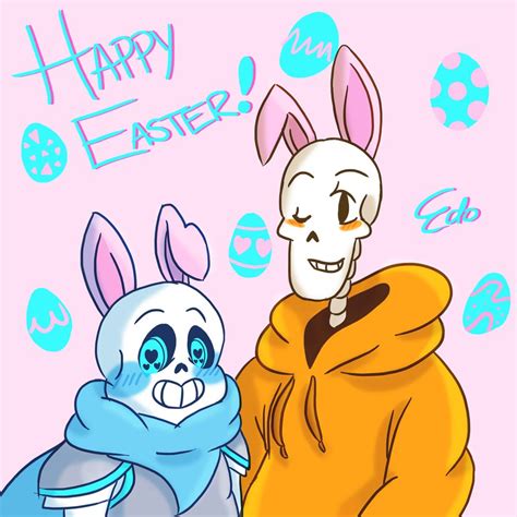 Happy Easter From Underswap Sans And Papyrus By Edobean