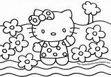 Kitty Hello Coloring Colouring Pages Beach Print Printable Color Coloriage Colour Colorir sketch template