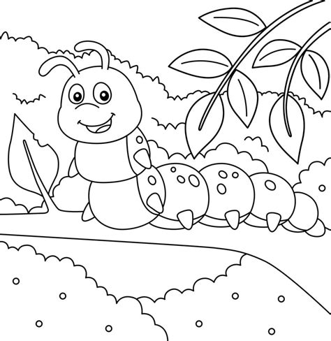 caterpillar coloring page  kids  vector art  vecteezy