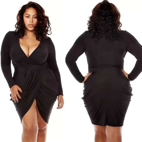 buy plus size women dresses with cleavage sexy fashion