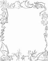 Border Coloring Pages Paper Dragons Fantasy Color Deviantart Mages Book Borders Scroll Blank Printable Witch Magic Myth Holly Frames Vector sketch template
