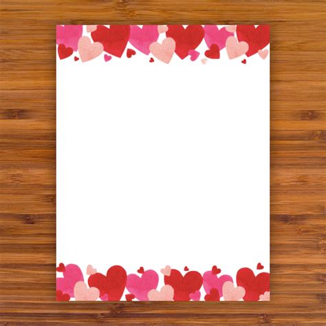 printable stationery valentine hearts   instant etsy