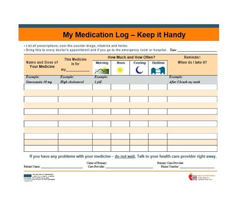 easy medication list printable