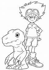 Digimon Veemon Agumon Digimons Taichi Coloringhome Kamiya Gomamon sketch template