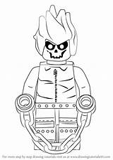 Lego Ghost Rider Draw Drawing Step sketch template