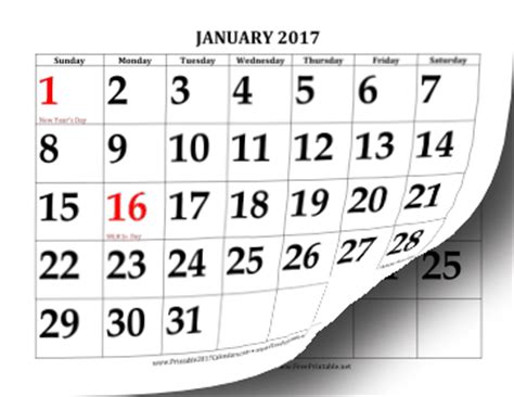 printable  calendar  large print