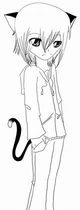 Neko Lineart Guy Anime Deviantart Drawings Deviant sketch template
