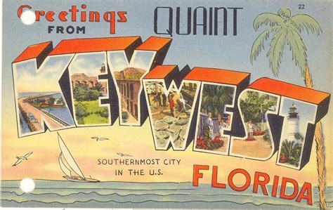 Vintage Florida Postcard Key West Greetings From Quaint