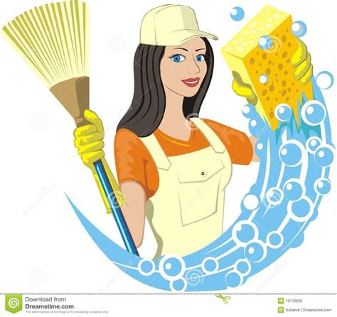 keeping  home clean cleaning cartoon cleaning lady cleaning logo
