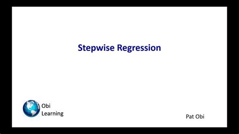 stepwise regression youtube