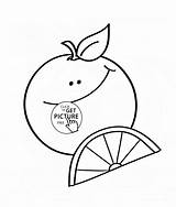 Orange Fruit Cartoon Coloring Kids Pages Fruits Printables Wuppsy Happy Colouring sketch template