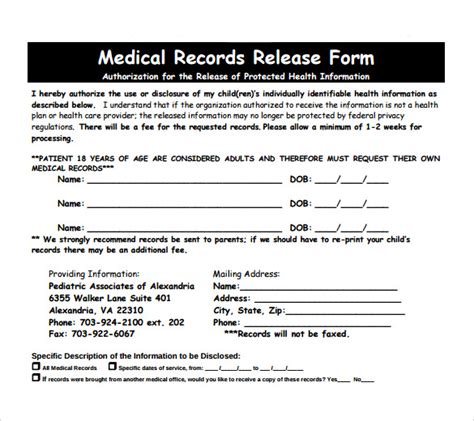 medical records release forms