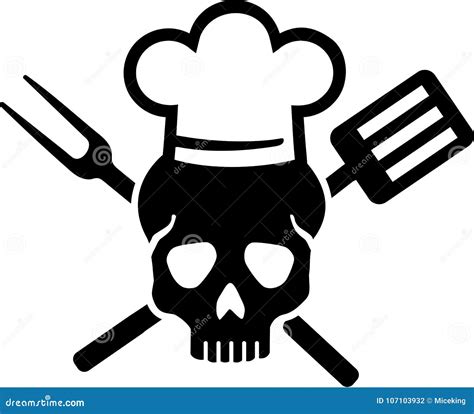 skull  chefs hat stock vector illustration  silhouette