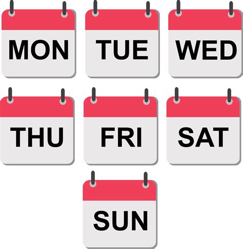 calendar icons  days   week monday tuesday wednesday