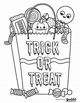 Halloween Coloring Pages Treat Trick Kids Candy Bag Kid sketch template