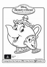 Beast Beauty Coloring Pages Colouring Kidspot Au Book Disney Teapot sketch template