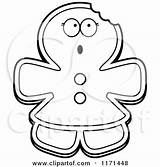 Mascot Surprised Gingerbread Woman Clipart Cartoon Cory Thoman Outlined Coloring Vector sketch template
