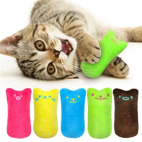 funny interactive plush cat toy pet kitten chewing toy teeth grinding catnip toys claws thumb