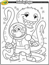 Coloring Alien Space Astronaut Crayola Monkey Pages Printable Spaceman Sheets Colouring Kids Astronauts Sketch Printables Monday Print Choose Board sketch template