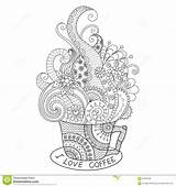 Coloring Zentangle Adult Coffee Cup Book Hot Pages Starbucks Dreamstime Logo Vector Coloriage Mandala Printable Royalty sketch template
